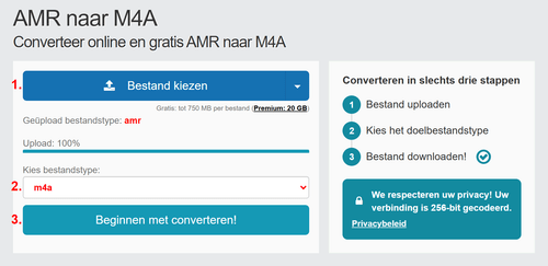 Hoe AMR bestanden online converteren naar M4A