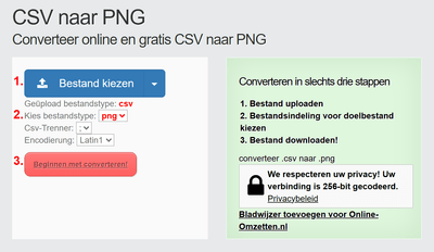 Hoe CSV bestanden online converteren naar PNG