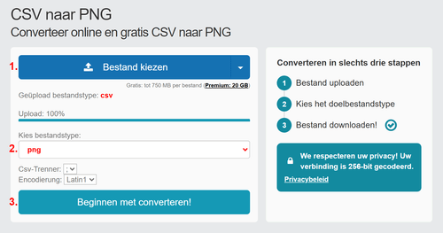 Hoe CSV bestanden online converteren naar PNG