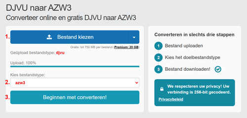 Hoe DJVU bestanden online converteren naar AZW3