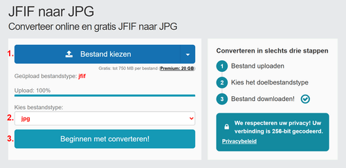 Hoe JFIF bestanden online converteren naar JPG