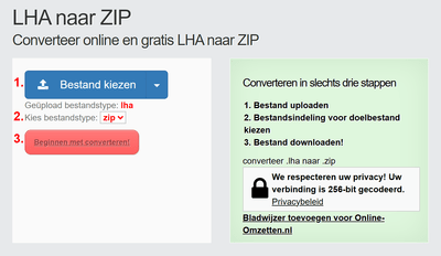 Hoe LHA bestanden online converteren naar ZIP