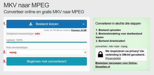 Hoe MKV bestanden online converteren naar MPEG