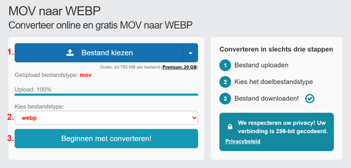 Hoe MOV bestanden online converteren naar WEBP