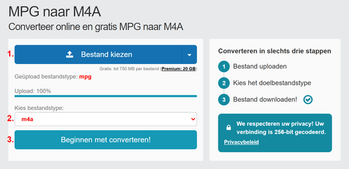Hoe MPG bestanden online converteren naar M4A