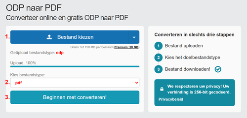 Hoe ODP bestanden online converteren naar PDF