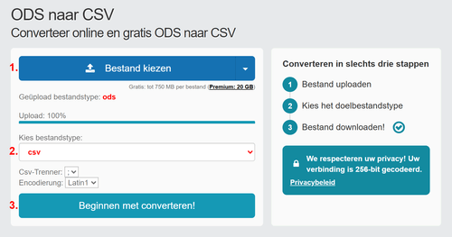Hoe ODS bestanden online converteren naar CSV