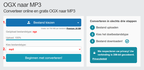 Hoe OGX bestanden online converteren naar MP3