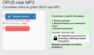 Hoe OPUS bestanden online converteren naar MP3