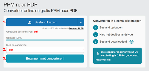 Hoe PPM bestanden online converteren naar PDF