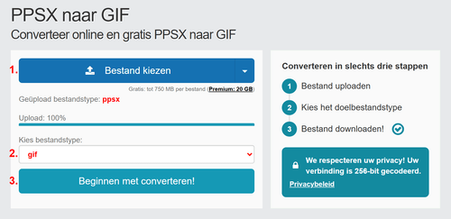 Hoe PPSX bestanden online converteren naar GIF
