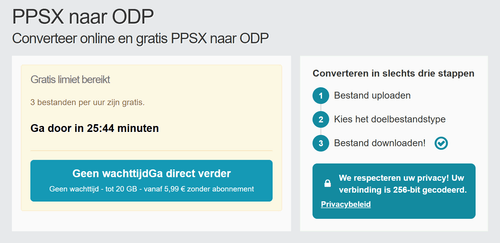 Hoe PPSX bestanden online converteren naar ODP