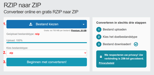 Hoe RZIP bestanden online converteren naar ZIP