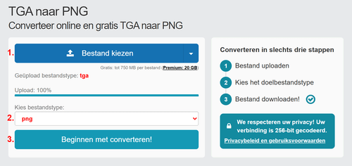 Hoe TGA bestanden online converteren naar PNG