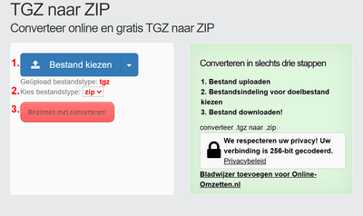 Hoe TGZ bestanden online converteren naar ZIP