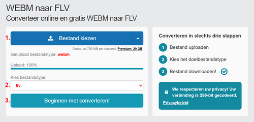 Hoe WEBM bestanden online converteren naar FLV