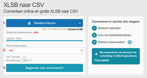 Hoe XLSB bestanden online converteren naar CSV