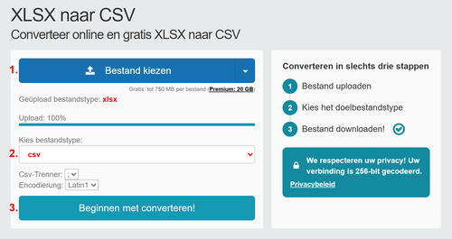 Hoe XLSX bestanden online converteren naar CSV