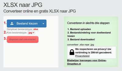 Hoe XLSX bestanden online converteren naar JPG