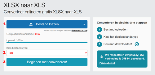 Hoe XLSX bestanden online converteren naar XLS