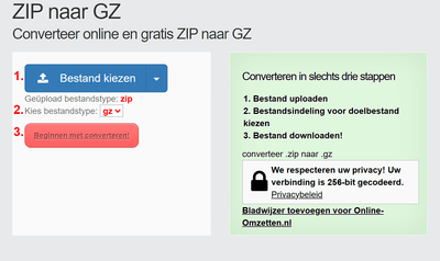 Hoe ZIP bestanden online converteren naar GZ